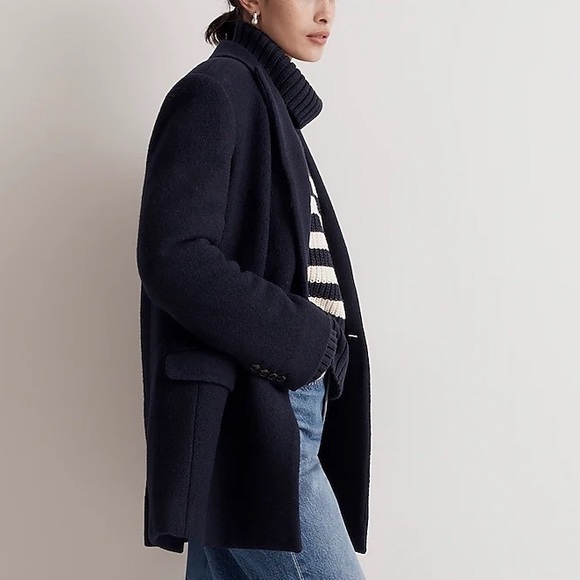 Madewell Oversized Wool Navy Coat Size 4 - Picture 8 of 8
